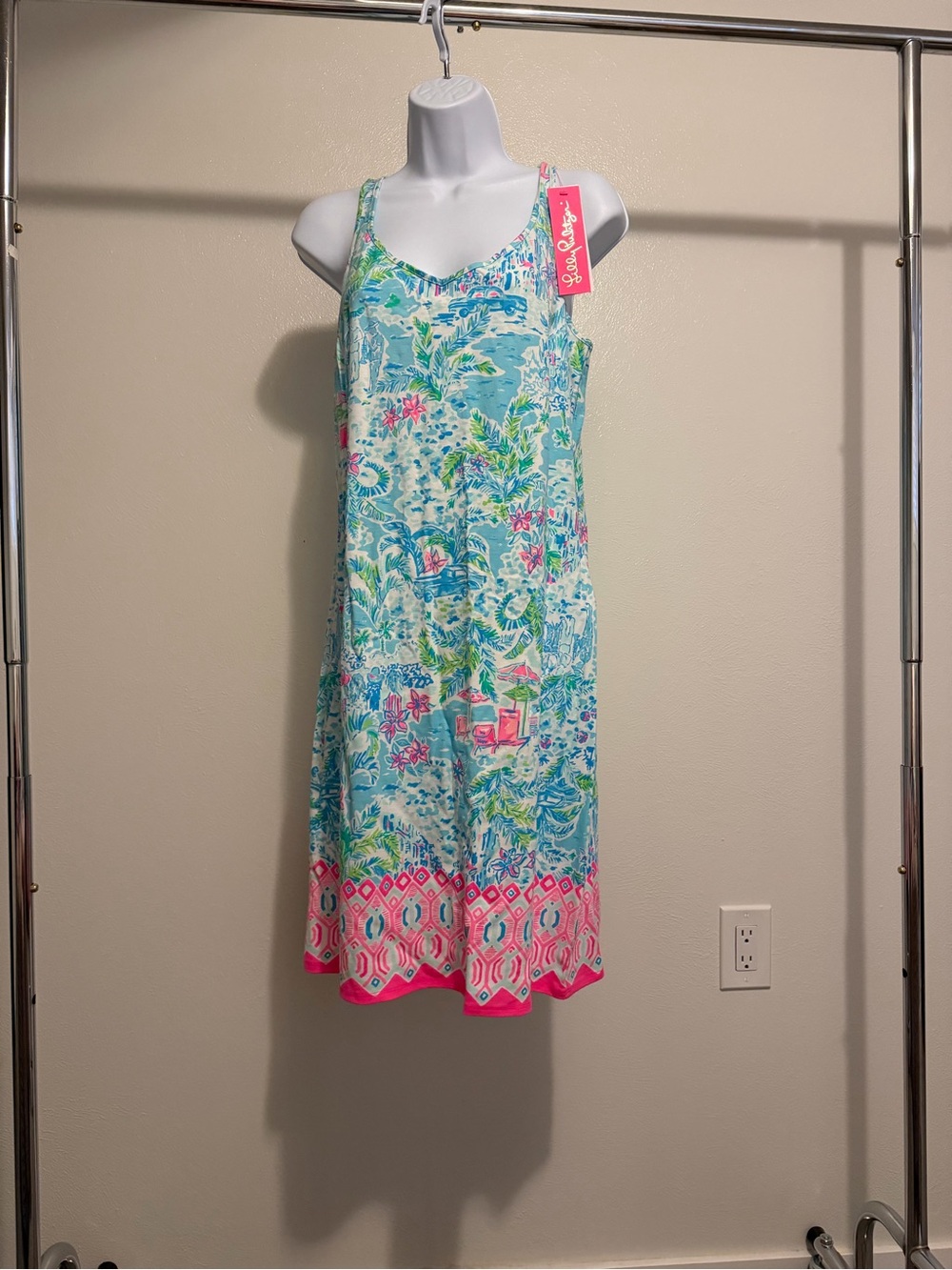 Lilly Pulitzer Aqua & Pink Tropical-Print Sundress